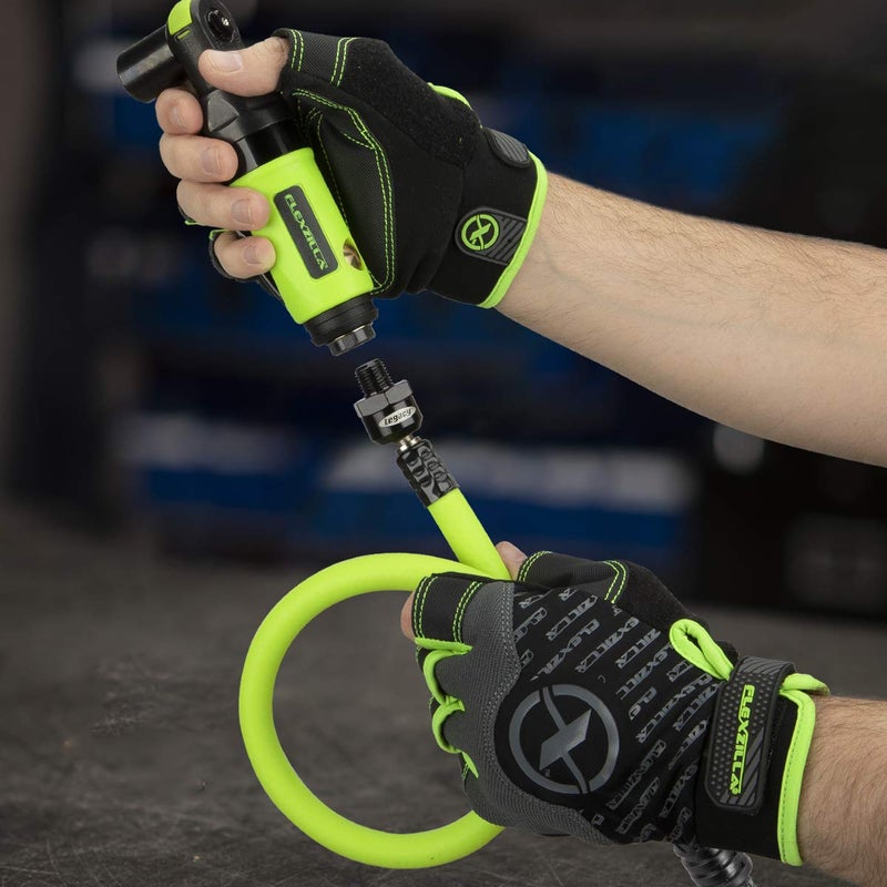 Flexzilla Swivel Whip Air Hose, 3/8 in. x 2 ft. (1/4" MNPT Ball Swivel x 1/4" FNPT Ends), Heavy Duty, Lightweight, Hybrid, ZillaGreen - HFZ3802YW2B - Image 4